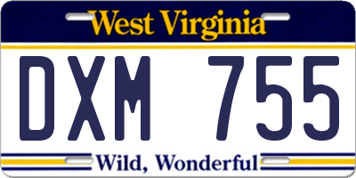 WV license plate DXM755