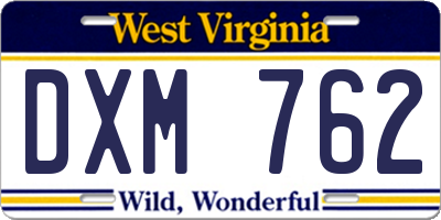 WV license plate DXM762