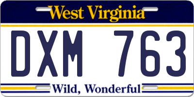 WV license plate DXM763