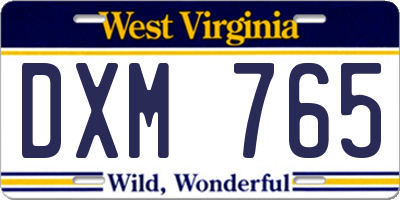 WV license plate DXM765
