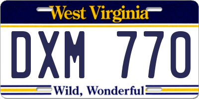WV license plate DXM770
