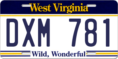 WV license plate DXM781