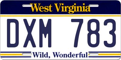 WV license plate DXM783