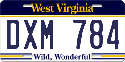 WV license plate DXM784