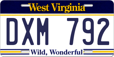 WV license plate DXM792