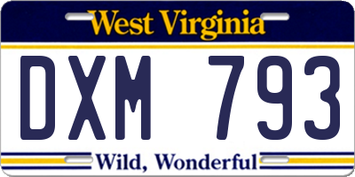 WV license plate DXM793