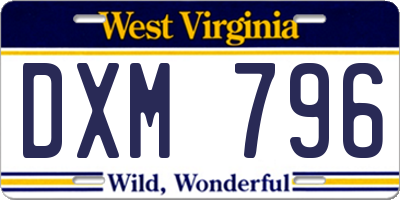 WV license plate DXM796