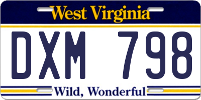 WV license plate DXM798