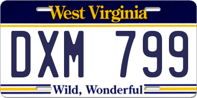 WV license plate DXM799