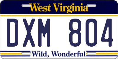 WV license plate DXM804