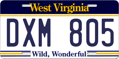 WV license plate DXM805