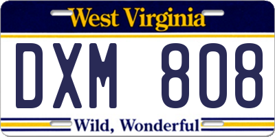 WV license plate DXM808