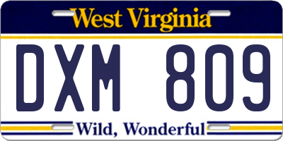 WV license plate DXM809