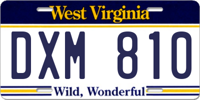 WV license plate DXM810