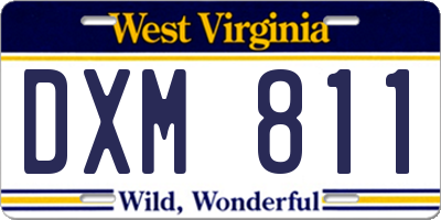 WV license plate DXM811