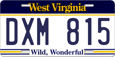 WV license plate DXM815