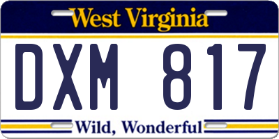 WV license plate DXM817