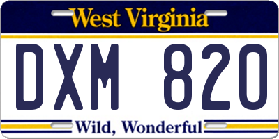 WV license plate DXM820