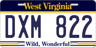 WV license plate DXM822