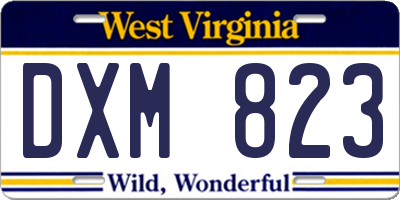 WV license plate DXM823