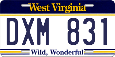 WV license plate DXM831