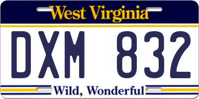 WV license plate DXM832