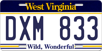 WV license plate DXM833
