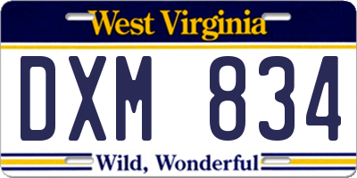 WV license plate DXM834
