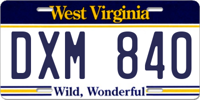WV license plate DXM840