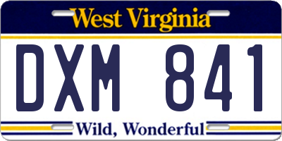 WV license plate DXM841