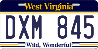 WV license plate DXM845