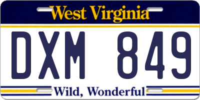 WV license plate DXM849