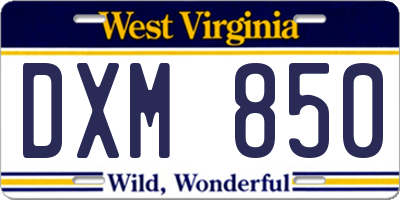 WV license plate DXM850