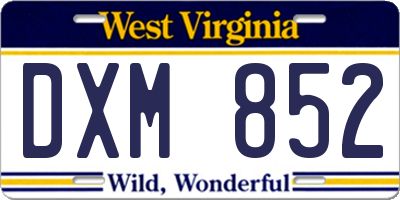 WV license plate DXM852