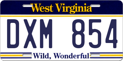 WV license plate DXM854