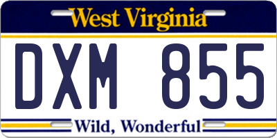WV license plate DXM855