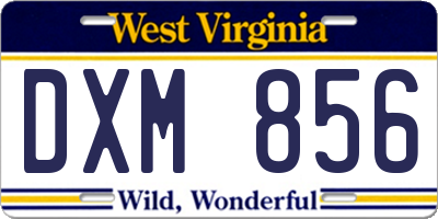WV license plate DXM856