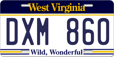WV license plate DXM860