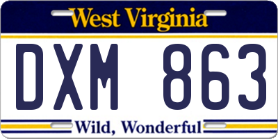 WV license plate DXM863