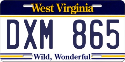 WV license plate DXM865