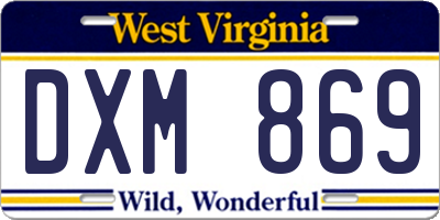 WV license plate DXM869