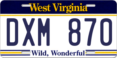 WV license plate DXM870