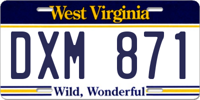 WV license plate DXM871
