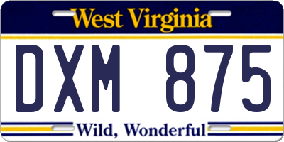WV license plate DXM875