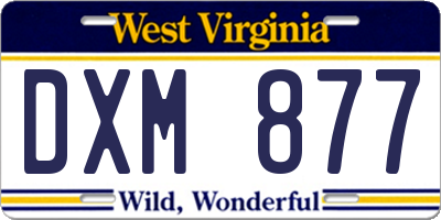 WV license plate DXM877