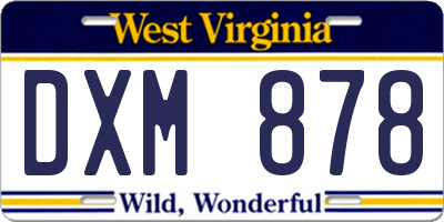 WV license plate DXM878