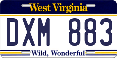 WV license plate DXM883