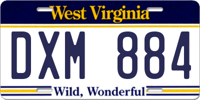 WV license plate DXM884
