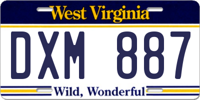 WV license plate DXM887