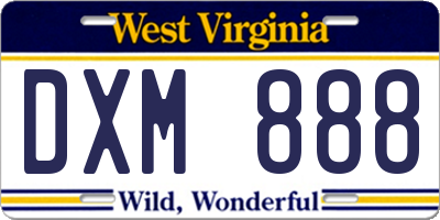 WV license plate DXM888